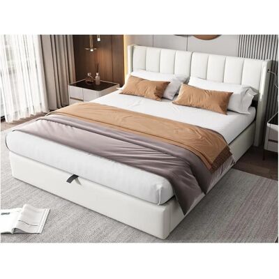 ModernLuxe Blanc 160x200cm Lit avec USB & LED - Design Moderne ModernLuxe Blanc 160x200cm Lit avec USB & LED - Design Moderne