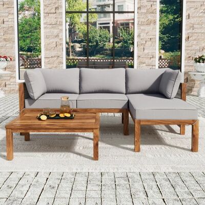 ModernLuxe - Acacia Rope 4P - Gris - Ensemble de Jardin - Publicité ModernLuxe - Acacia Rope 4P - Gris - Ensemble de Jardin - Publicité