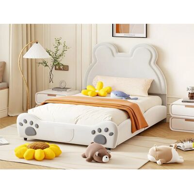 ModernLuxe Bear velvet lit 140x200 - Beige - Lit ModernLuxe Bear velvet lit 140x200 - Beige - Lit