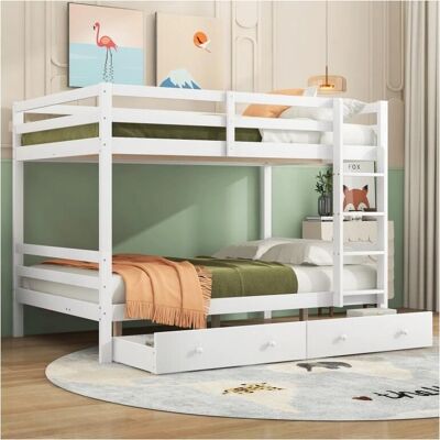 Lits superposés Merax avec tiroirs - Pin MDF Gris Lits superposés Merax avec tiroirs - Pin MDF Gris