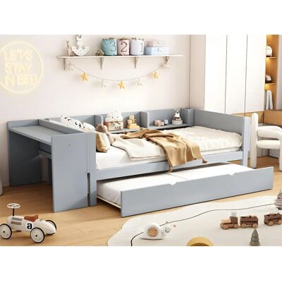 ModernLuxe - Lit gigogne 90x200 - Grijs - Bed ModernLuxe - Lit gigogne 90x200 - Grijs - Bed