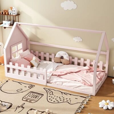 Lit pour enfant ModernLuxe - Forme de maison - Rose - 90x200 cm - Publicité Lit pour enfant ModernLuxe - Forme de maison - Rose - 90x200 cm - Publicité