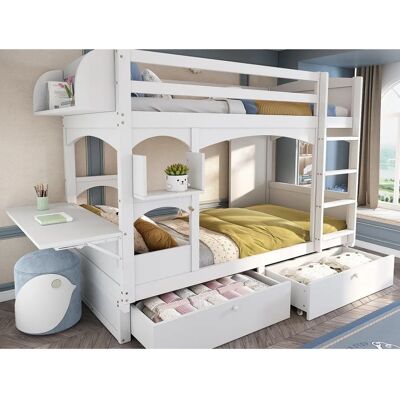 ModernLuxe Hoogslaper - Wit - Multifunctionele Opbergruimte & Werkruimte ModernLuxe Hoogslaper - Wit - Multifunctionele Opbergruimte & Werkruimte