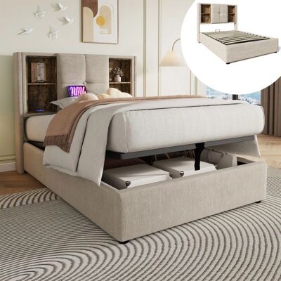 ModernLuxe Bed met draadloos laden - Beige 90x200 cm ModernLuxe Bed met draadloos laden - Beige 90x200 cm