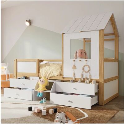 ModernLuxe - Lit cabane 90x200 cm - Blanc ModernLuxe - Lit cabane 90x200 cm - Blanc