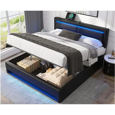 ModernLuxe - Lit coffre 160x200 - Noir - Bed ModernLuxe - Lit coffre 160x200 - Noir - Bed