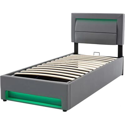 ModernLuxe Bed 90x200cm Grijs - LED & Opbergruimte ModernLuxe Bed 90x200cm Grijs - LED & Opbergruimte