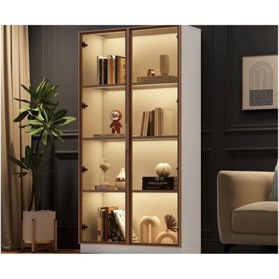 Merax - Vitrine 2 portes en verre - 80x40x160 cm - Blanc - display cabinet Merax - Vitrine 2 portes en verre - 80x40x160 cm - Blanc - display cabinet
