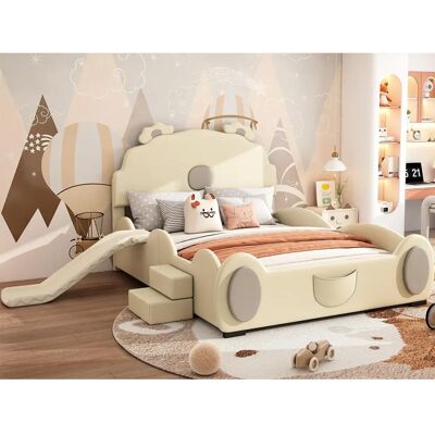 ModernLuxe Kinderbed - Cartoon Beer Design - Beige - 140x200 cm ModernLuxe Kinderbed - Cartoon Beer Design - Beige - 140x200 cm
