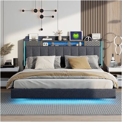 ModernLuxe - Lit 160x200 Linen - Cinza - Cama ModernLuxe - Lit 160x200 Linen - Cinza - Cama