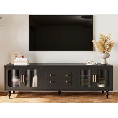 ModernLuxe - Rotin Noir 175x38x55.5 cm - TV-meubel ModernLuxe - Rotin Noir 175x38x55.5 cm - TV-meubel