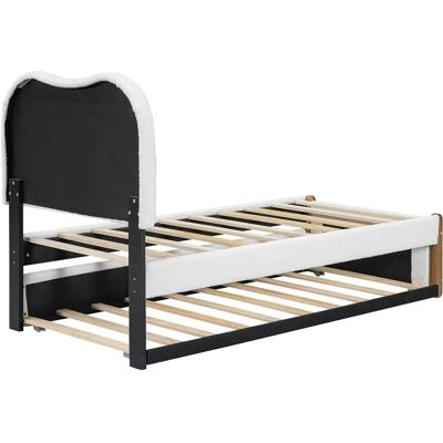 Lits ModernLuxe - Velours, Blanc, 90x200cm - Cadre et Sommier Lits ModernLuxe - Velours, Blanc, 90x200cm - Cadre et Sommier