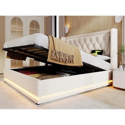 Lit ModernLuxe avec LED, USB, Rangement Lit ModernLuxe avec LED, USB, Rangement