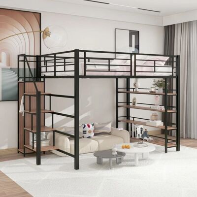 ModernLuxe - Lit mezzanine 140x200 cm - Noir - Mezzanine bed ModernLuxe - Lit mezzanine 140x200 cm - Noir - Mezzanine bed
