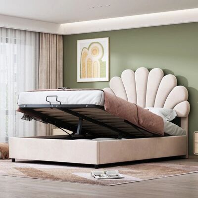 Lit en Velours ModernLuxe 140x200cm - Avec Rangement - Cadre et Sommier - Publicité Lit en Velours ModernLuxe 140x200cm - Avec Rangement - Cadre et Sommier - Publicité