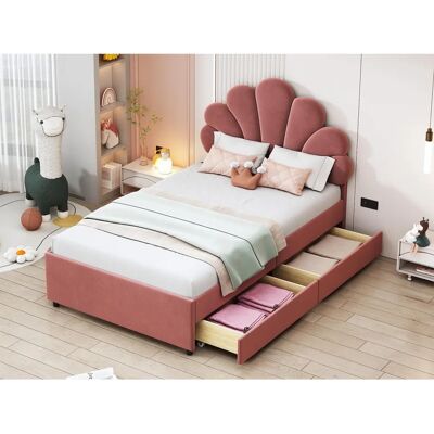 ModernLuxe - Veloursbed - Rood - 90x200 cm - Bed ModernLuxe - Veloursbed - Rood - 90x200 cm - Bed