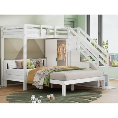 ModernLuxe Cama beliche - Branca - Economia de espaço, Segura, Fácil de montar ModernLuxe Cama beliche - Branca - Economia de espaço, Segura, Fácil de montar
