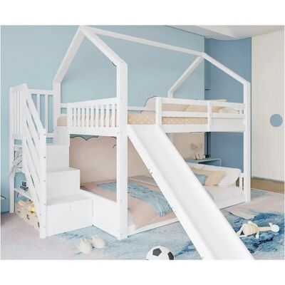 ModernLuxe Lit superposé 140x200 cm – Branco – Beliche ModernLuxe Lit superposé 140x200 cm – Branco – Beliche