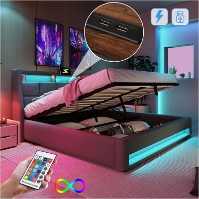 Lit de rangement Merax - 180x200cm, LED & USB Lit de rangement Merax - 180x200cm, LED & USB