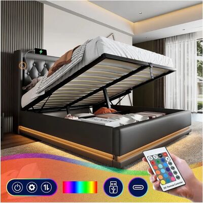 Merax Bed 140x200 USB-C LED - Bed Merax Bed 140x200 USB-C LED - Bed