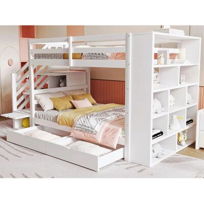 Beliche ModernLuxe com espaço de armazenamento - 90x200cm Pin branco Beliche ModernLuxe com espaço de armazenamento - 90x200cm Pin branco