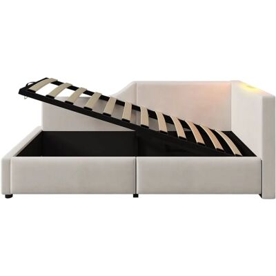ModernLuxe - Lit coffre 90x190 - Beige - Sofa bed ModernLuxe - Lit coffre 90x190 - Beige - Sofa bed