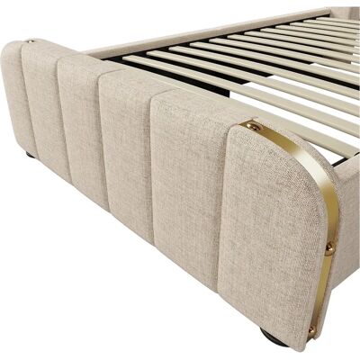 Lit ModernLuxe 90x200cm avec USB & Rangement - Lin Beige Lit ModernLuxe 90x200cm avec USB & Rangement - Lin Beige