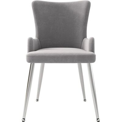 ModernLuxe - VelourChair - Grijs - Metalen poten - Eetkamerstoel ModernLuxe - VelourChair - Grijs - Metalen poten - Eetkamerstoel