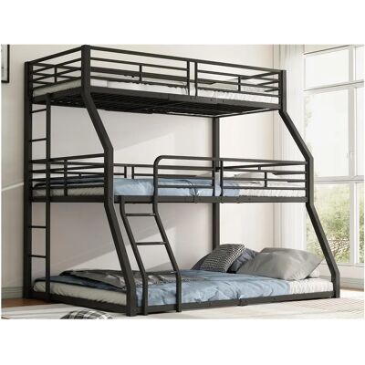 ModernLuxe - Triple bunk bed - 140x200 cm - Noir - Bunk bed ModernLuxe - Triple bunk bed - 140x200 cm - Noir - Bunk bed