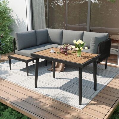ModernLuxe - AngledSofaSet - Gris - Ensemble de mobilier de jardin - Publicité ModernLuxe - AngledSofaSet - Gris - Ensemble de mobilier de jardin - Publicité