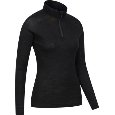 Mountain Warehouse Merino Wol Rits Thermo Top - Zwart - UK 6 Mountain Warehouse Merino Wol Rits Thermo Top - Zwart - UK 6
