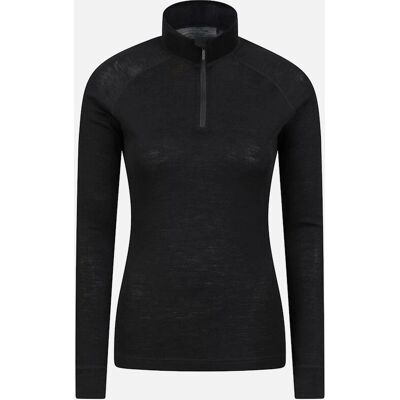 Mountain Warehouse Merino Wool Thermo-Top met Rits - Zwart - Maat 18 Mountain Warehouse Merino Wool Thermo-Top met Rits - Zwart - Maat 18