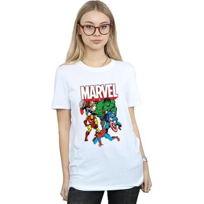 Marvel Wit XXL Heldengroep-Katoen Boyfriend T-Shirt - T-Shirt Marvel Wit XXL Heldengroep-Katoen Boyfriend T-Shirt - T-Shirt