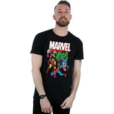 Marvel Heren Hero Group Katoenen T-Shirt - Zwart/Wit - T-Shirt Marvel Heren Hero Group Katoenen T-Shirt - Zwart/Wit - T-Shirt