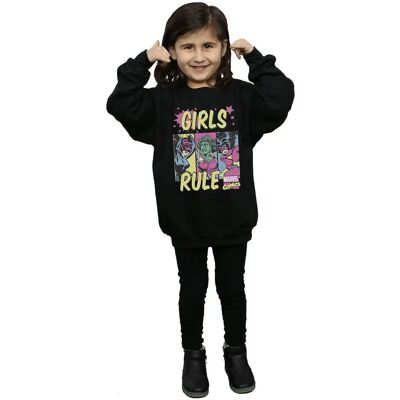 Marvel Comics Girls Rule Sweatshirt - Girls' Black Long-Sleeve Top Marvel Comics Girls Rule Sweatshirt - Girls' Black Long-Sleeve Top