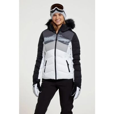 Mountain Warehouse Damen Cascade Polster Ski Jacke - Weiß/Schwarz - Größe 18 UK Mountain Warehouse Damen Cascade Polster Ski Jacke - Weiß/Schwarz - Größe 18 UK