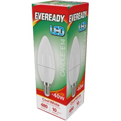 Eveready E14 LED Candle Bulb - Cool White - LED Eveready E14 LED Candle Bulb - Cool White - LED