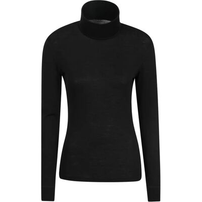 Mountain Warehouse Merino Wol Rolf Neck Base Layer Top - Zwart - Maat 36 EU / 8 UK Mountain Warehouse Merino Wol Rolf Neck Base Layer Top - Zwart - Maat 36 EU / 8 UK