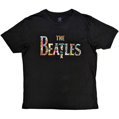 The Beatles Unisex Cotton T-Shirt - Logo Treatment - Black - T-Shirt The Beatles Unisex Cotton T-Shirt - Logo Treatment - Black - T-Shirt