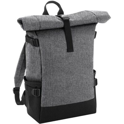 Bagbase Block Roll Top sac à dos Gris Mêlé/noir - Sac à dos Bagbase Block Roll Top sac à dos Gris Mêlé/noir - Sac à dos
