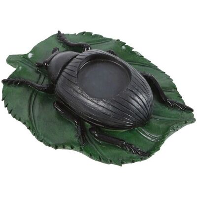 Something Different Beetle Tealight Holder - Resin, Leaf, Black/Green Something Different Beetle Tealight Holder - Resin, Leaf, Black/Green