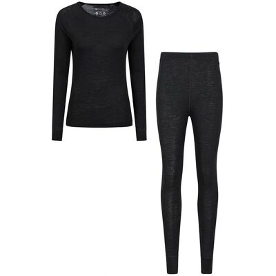 Mountain Warehouse Zwart Merino Wol Basislaag Set - Maat 6 UK Mountain Warehouse Zwart Merino Wol Basislaag Set - Maat 6 UK