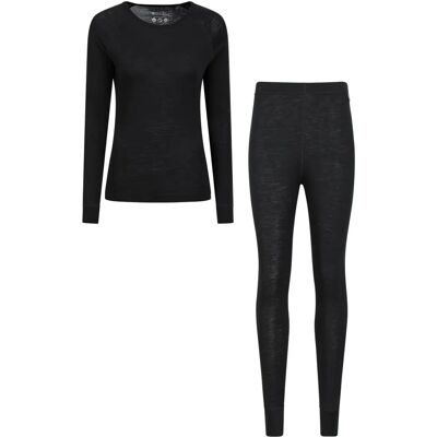 Mountain Warehouse Merino Wol Base Layer Set - Zwart - Maat: 44 EU / 16 UK Mountain Warehouse Merino Wol Base Layer Set - Zwart - Maat: 44 EU / 16 UK