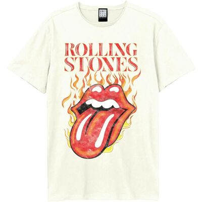 Amplified The Rolling Stones Hot Tongue T-Shirt - Vintage, White/blue - T-Shirt Amplified The Rolling Stones Hot Tongue T-Shirt - Vintage, White/blue - T-Shirt