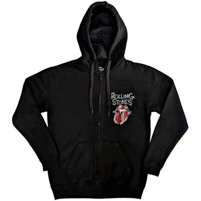 Felpa con cappuccio unisex - Rolling Stones - Nero - Chiusura ZIP - Lista Tracce Felpa con cappuccio unisex - Rolling Stones - Nero - Chiusura ZIP - Lista Tracce