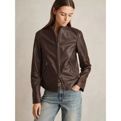Reiss Allie Veste en Cuir - Coupe Slim Reiss Allie Veste en Cuir - Coupe Slim