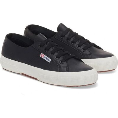 Superga Dames 2750 Nappa Lederen Trainers - Zwart/Avorio - Maat Uk 3 Superga Dames 2750 Nappa Lederen Trainers - Zwart/Avorio - Maat Uk 3