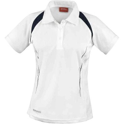 Spiro Womens/Ladies Team Spirit Polo Shirt - White/Navy - Polo Shirt Spiro Womens/Ladies Team Spirit Polo Shirt - White/Navy - Polo Shirt