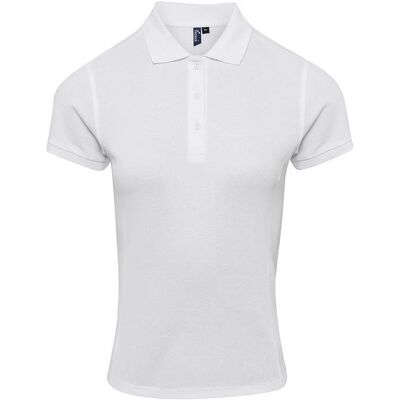 Premier Dames Coolchecker Plus Polo Shirt - Wit - Maat 2XL Premier Dames Coolchecker Plus Polo Shirt - Wit - Maat 2XL