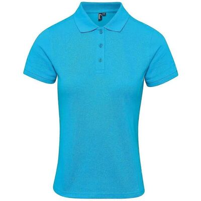 Premier Dames Coolchecker Plus Polo Shirt - Turquoise - Grote Maat - Polo Premier Dames Coolchecker Plus Polo Shirt - Turquoise - Grote Maat - Polo